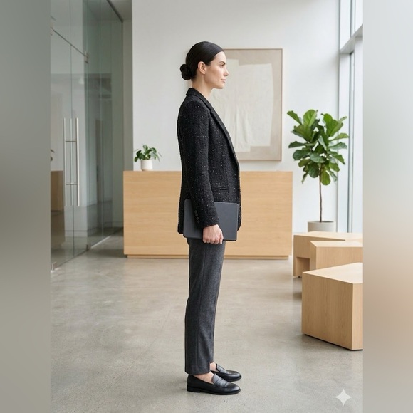 🔴 PER SÉ Vintage Black Tweed Bouclé Blazer Jacket Wool Blend Made in USA Size S - Picture 2 of 12